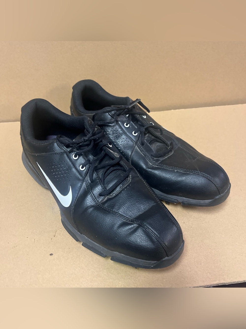 Nike Golf Black White Leather Spikeless Golf Shoes Men’s 11W 11 Wide 628531-002